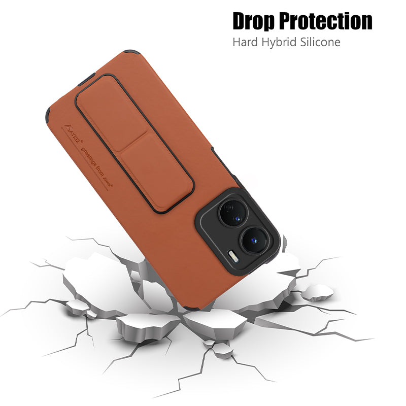 AYKIZ Designed Magnetic Stand & Holder,Vertical & Horizontal Hand Strap Multi Kickstand,Finger Strap Back Cover for Vivo Y16 4G