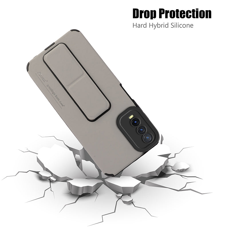 AYKIZ Designed Magnetic Stand & Holder,Vertical & Horizontal Hand Strap Multi Kickstand,Finger Strap Back Cover for Vivo Y20/Y20A/Y20G