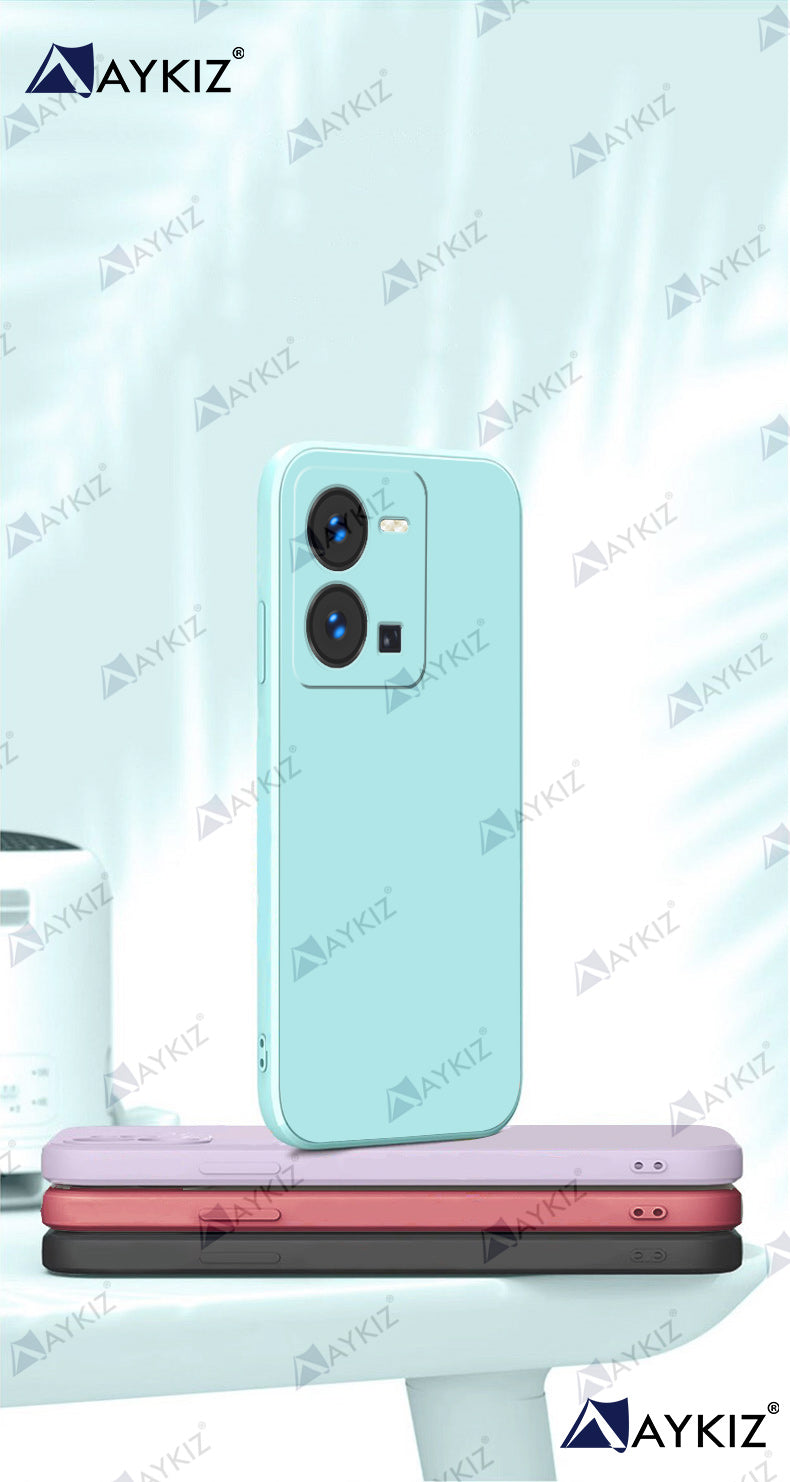 Aykiz Soft Matte Silicone Back Cover Inside Cloth with Camera Protection for Vivo Y35