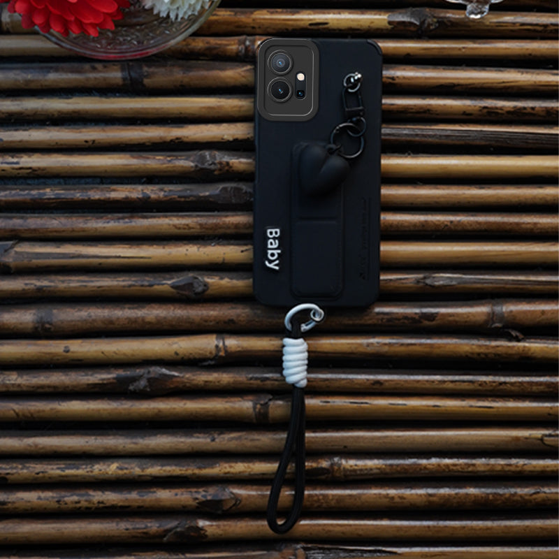 AYKIZ Designed Magnetic Stand & Holder,Decorative Hard Heart Keychain Cover for Vivo Y75 5G/T1 5G