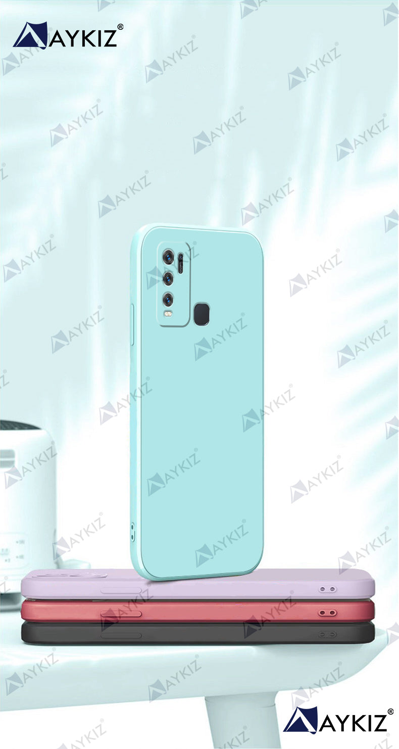 Aykiz Soft Matte Silicone Back Cover Inside Cloth with Camera Protection for Vivo Y30/Y50